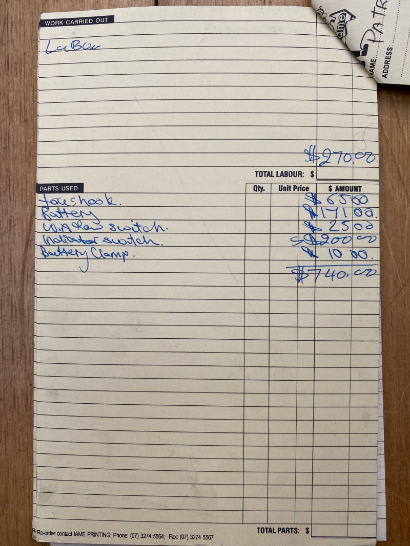 Porsche 930 Service Card - Electrics & Misc