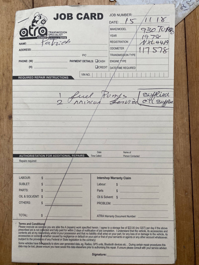 Porsche 930 Service Card Cover - New Fuel Pumps 2018