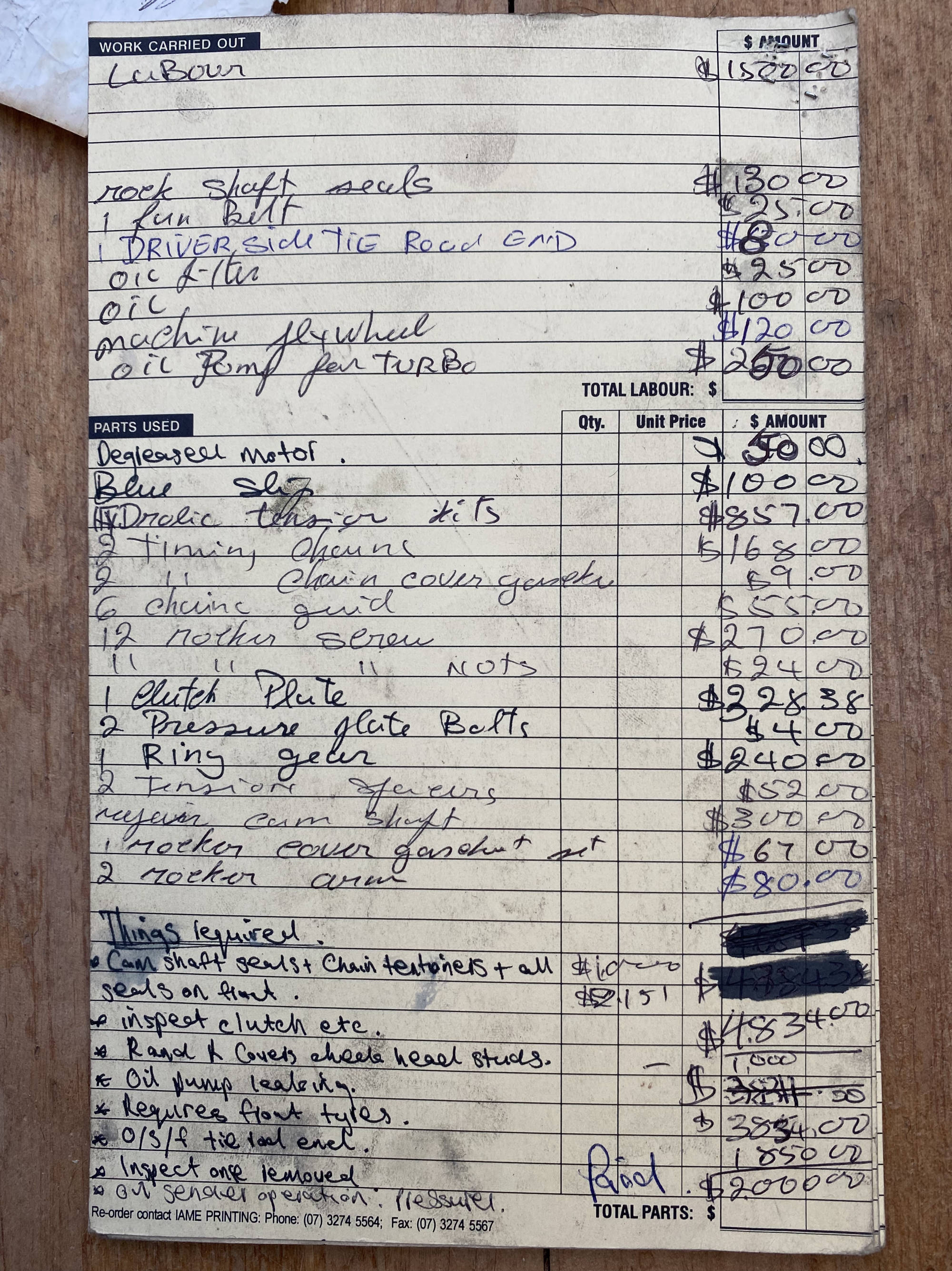 Porsche 930 Service Card Motor Updates 2006